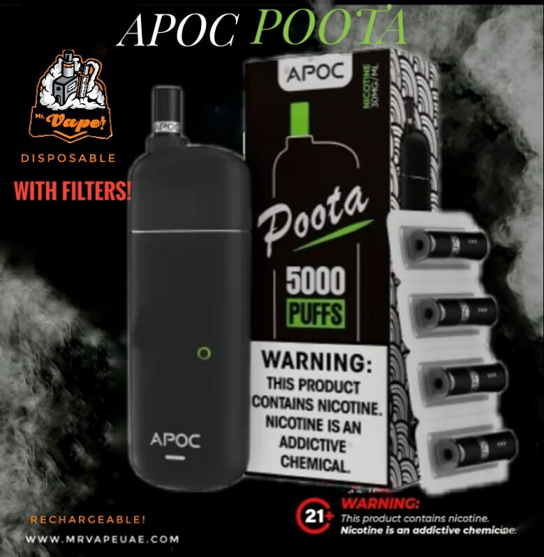 
            
                Load image into Gallery viewer, APOC POOTA DISPOSABLE KIT 5000 PUFFS (RECHARGABLE)
            
        