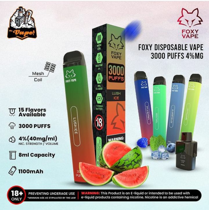 
            
                Load image into Gallery viewer, FOXY DISPOSABLE VAPE 3000 PUFFS 4%MG
            
        